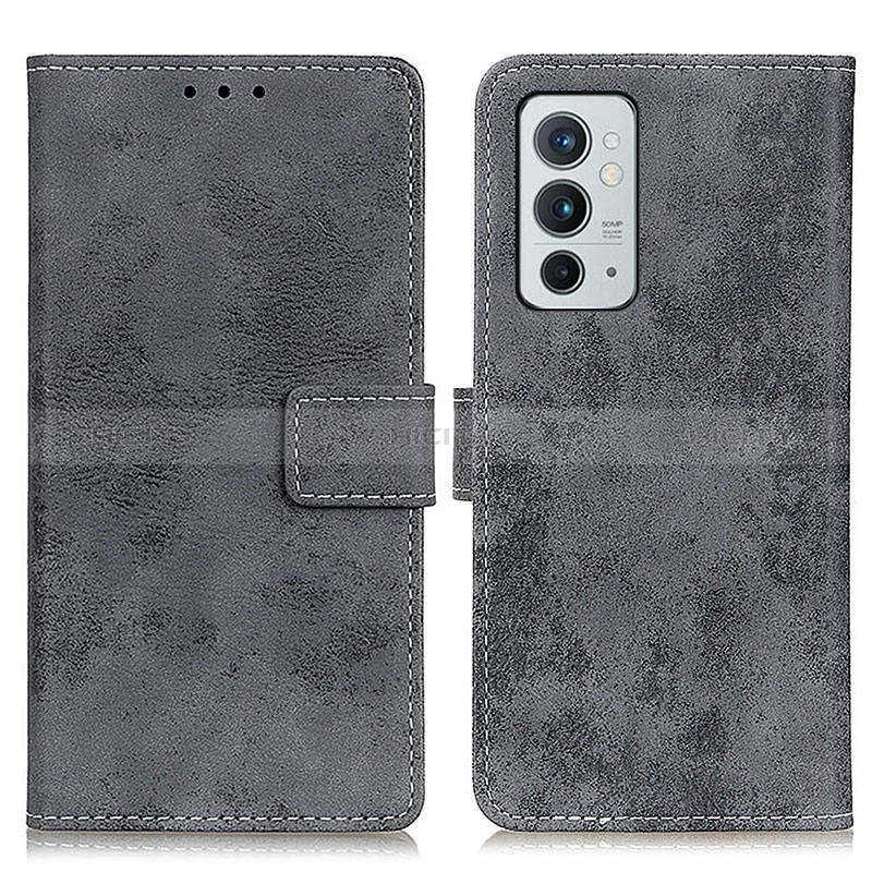 Custodia Portafoglio In Pelle Cover con Supporto D05Y per OnePlus 9RT 5G Grigio