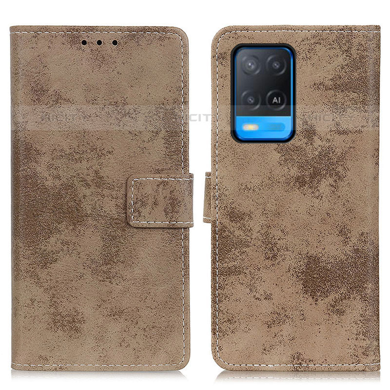 Custodia Portafoglio In Pelle Cover con Supporto D05Y per Oppo A54 4G Khaki