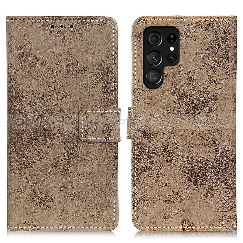 Custodia Portafoglio In Pelle Cover con Supporto D05Y per Samsung Galaxy S24 Ultra 5G Khaki