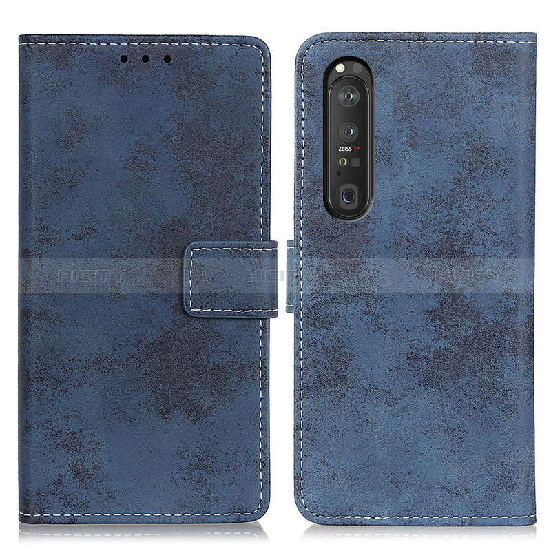 Custodia Portafoglio In Pelle Cover con Supporto D05Y per Sony Xperia 1 III Blu