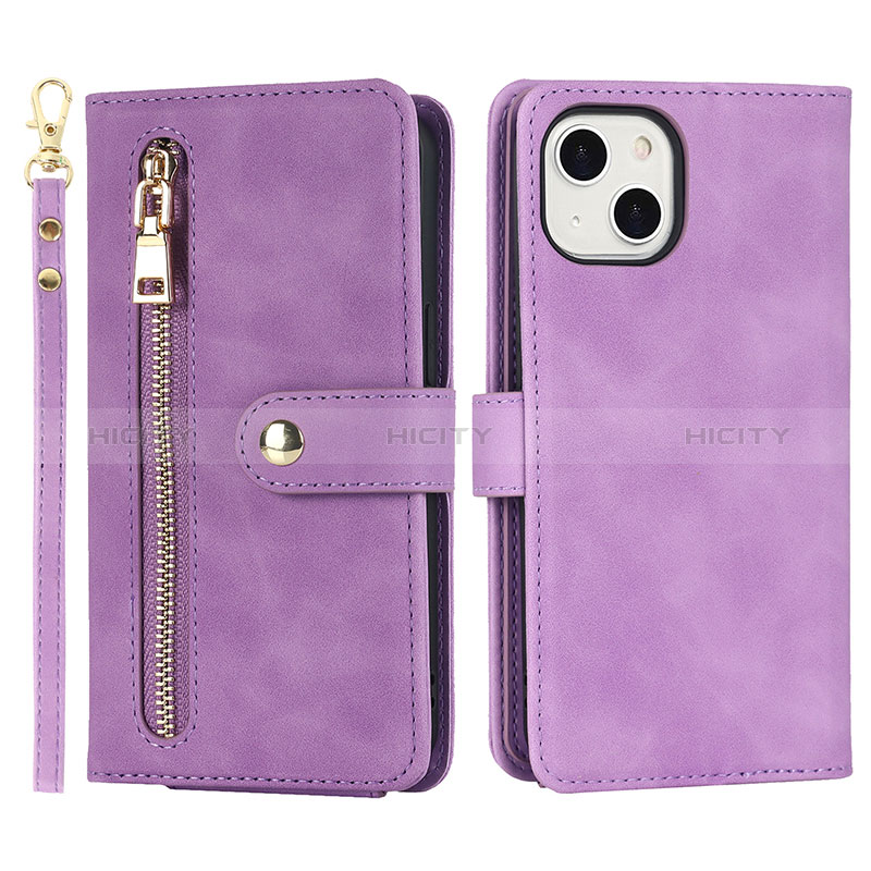 Custodia Portafoglio In Pelle Cover con Supporto D06T per Apple iPhone 13 Lavanda