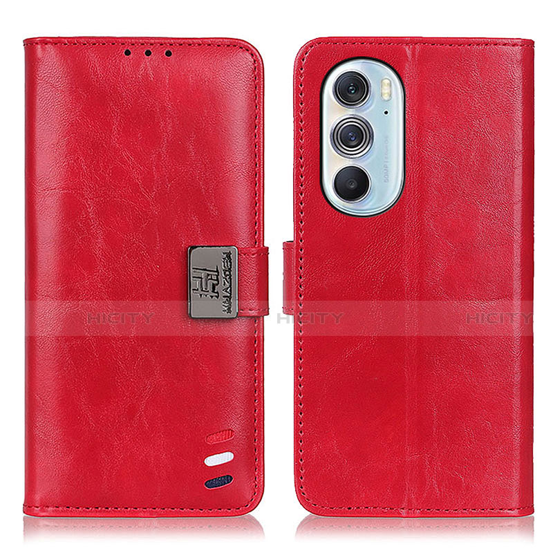 Custodia Portafoglio In Pelle Cover con Supporto D06Y per Motorola Moto Edge 30 Pro 5G Rosso