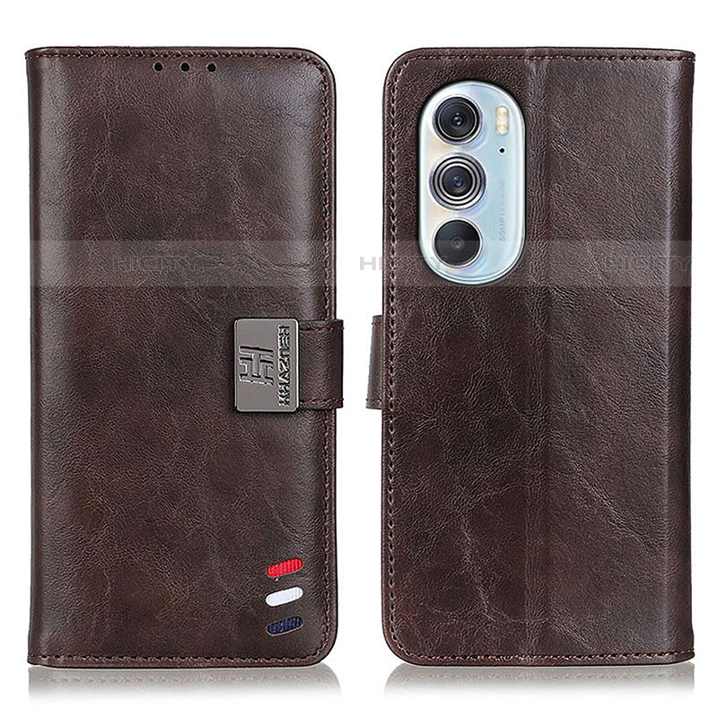 Custodia Portafoglio In Pelle Cover con Supporto D06Y per Motorola Moto Edge X30 5G Marrone