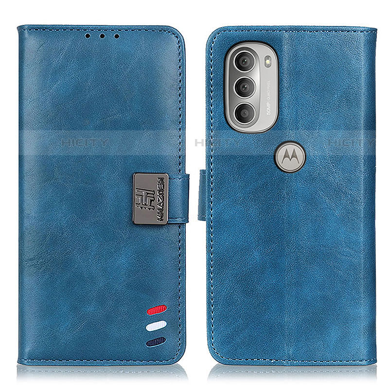 Custodia Portafoglio In Pelle Cover con Supporto D06Y per Motorola Moto G51 5G Blu