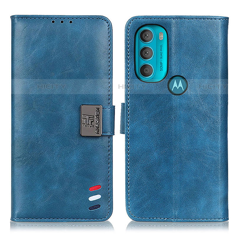 Custodia Portafoglio In Pelle Cover con Supporto D06Y per Motorola Moto G71 5G Blu