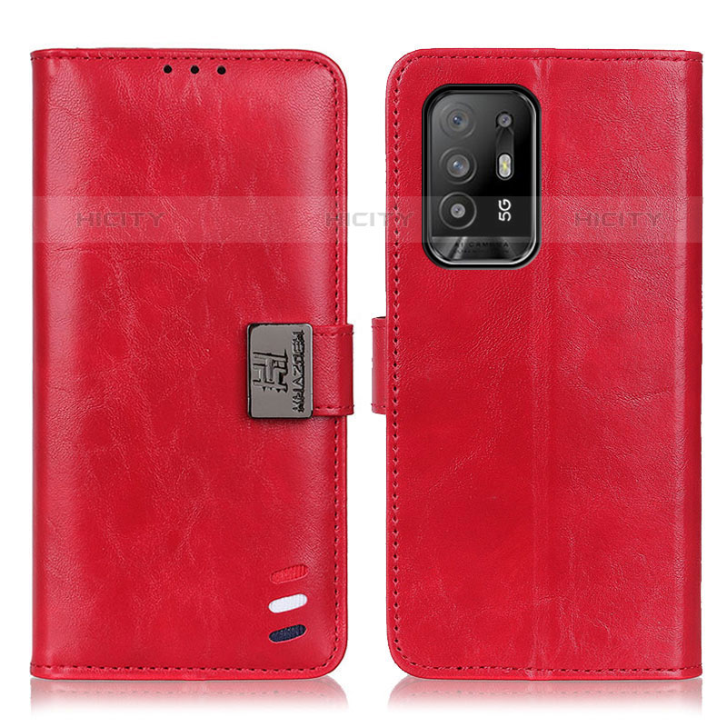 Custodia Portafoglio In Pelle Cover con Supporto D06Y per Oppo A94 5G Rosso