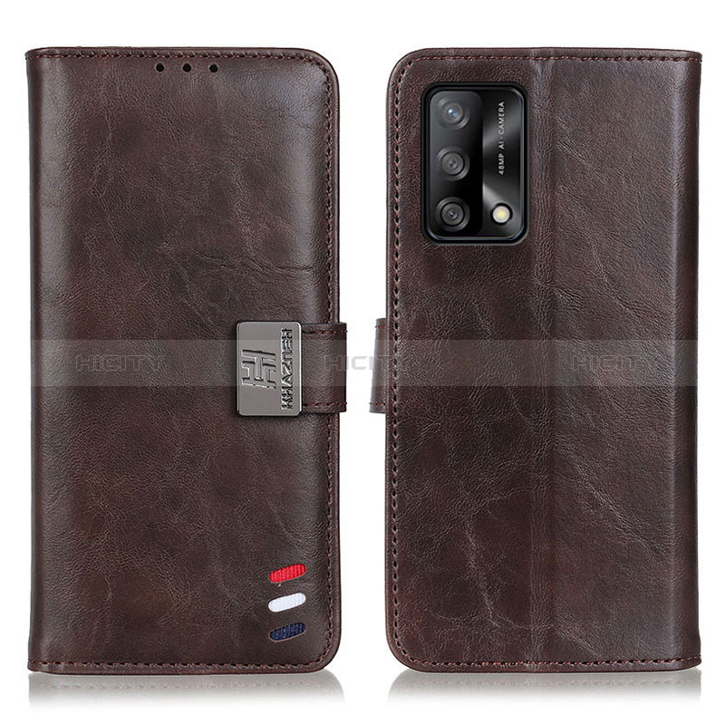 Custodia Portafoglio In Pelle Cover con Supporto D06Y per Oppo F19s Marrone