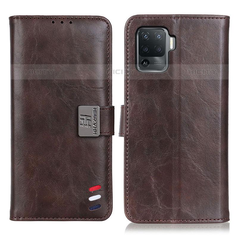 Custodia Portafoglio In Pelle Cover con Supporto D06Y per Oppo Reno5 F Marrone