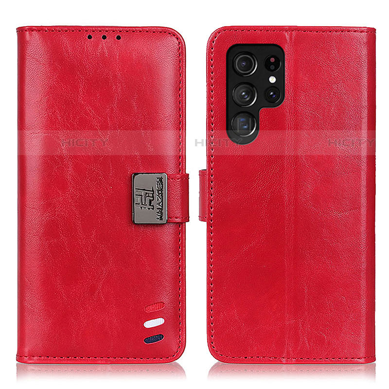 Custodia Portafoglio In Pelle Cover con Supporto D06Y per Samsung Galaxy S21 Ultra 5G Rosso