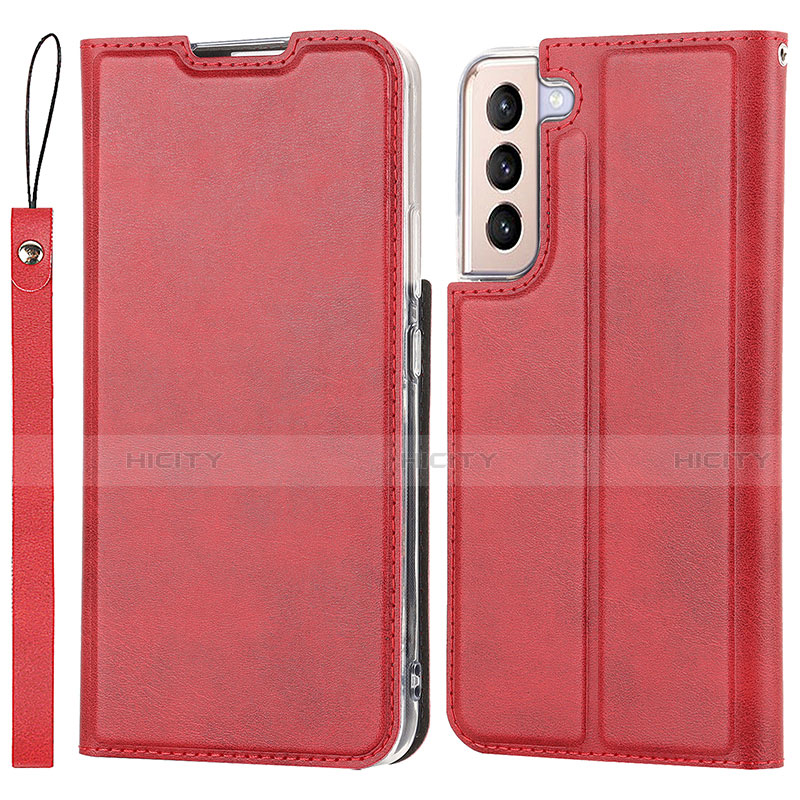 Custodia Portafoglio In Pelle Cover con Supporto D07T per Samsung Galaxy S21 5G Rosso