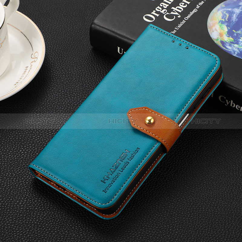 Custodia Portafoglio In Pelle Cover con Supporto D07Y per Huawei Honor X6a Ciano