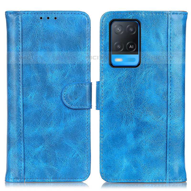 Custodia Portafoglio In Pelle Cover con Supporto D07Y per Oppo A54 4G Cielo Blu