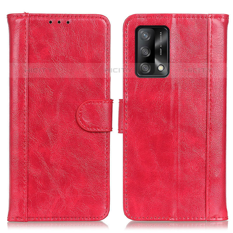 Custodia Portafoglio In Pelle Cover con Supporto D07Y per Oppo A74 4G Rosso