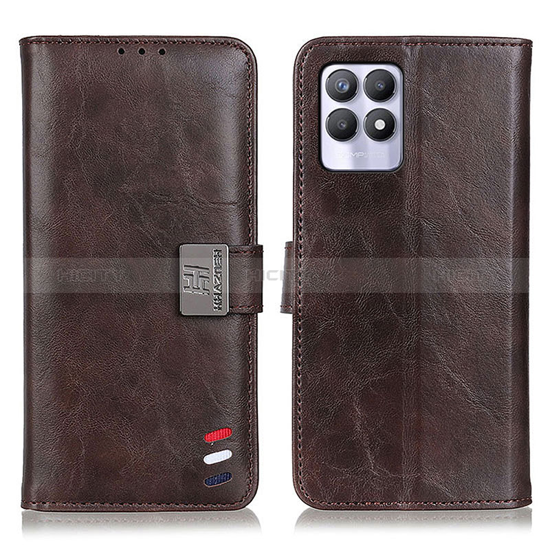 Custodia Portafoglio In Pelle Cover con Supporto D07Y per Realme 8i Marrone