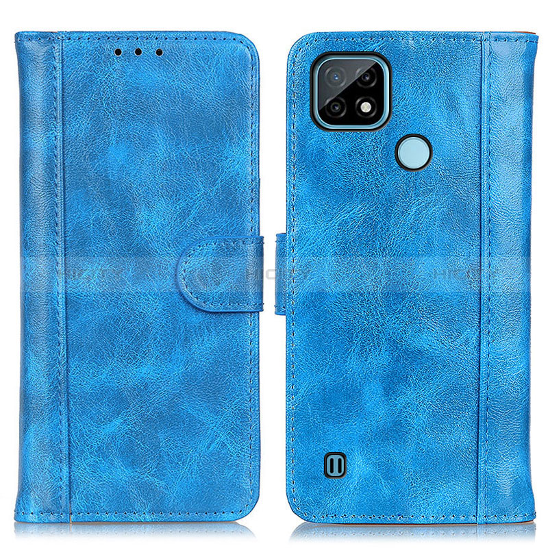 Custodia Portafoglio In Pelle Cover con Supporto D07Y per Realme C21 Cielo Blu