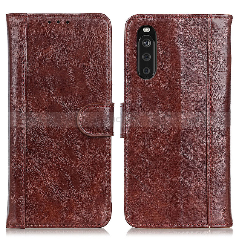 Custodia Portafoglio In Pelle Cover con Supporto D07Y per Sony Xperia 10 III Lite Marrone