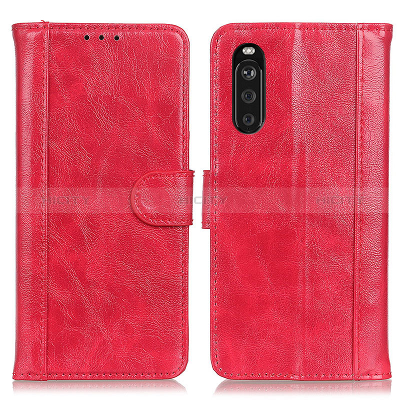 Custodia Portafoglio In Pelle Cover con Supporto D07Y per Sony Xperia 10 III SO-52B Rosso