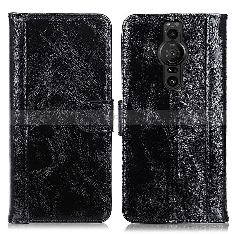 Custodia Portafoglio In Pelle Cover con Supporto D07Y per Sony Xperia PRO-I Nero