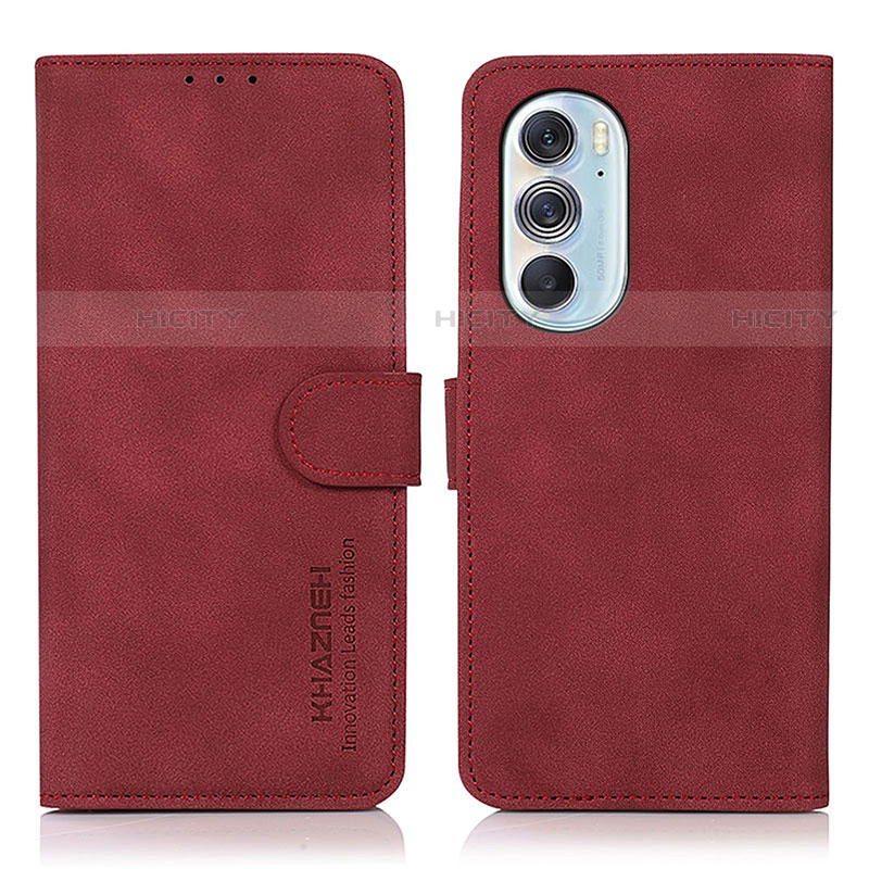 Custodia Portafoglio In Pelle Cover con Supporto D08Y per Motorola Moto Edge Plus (2022) 5G Rosso