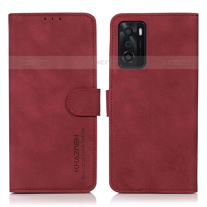 Custodia Portafoglio In Pelle Cover con Supporto D08Y per Oppo A55S 5G Rosso