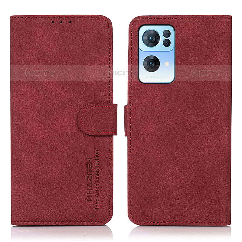 Custodia Portafoglio In Pelle Cover con Supporto D08Y per Oppo Reno7 Pro 5G Rosso