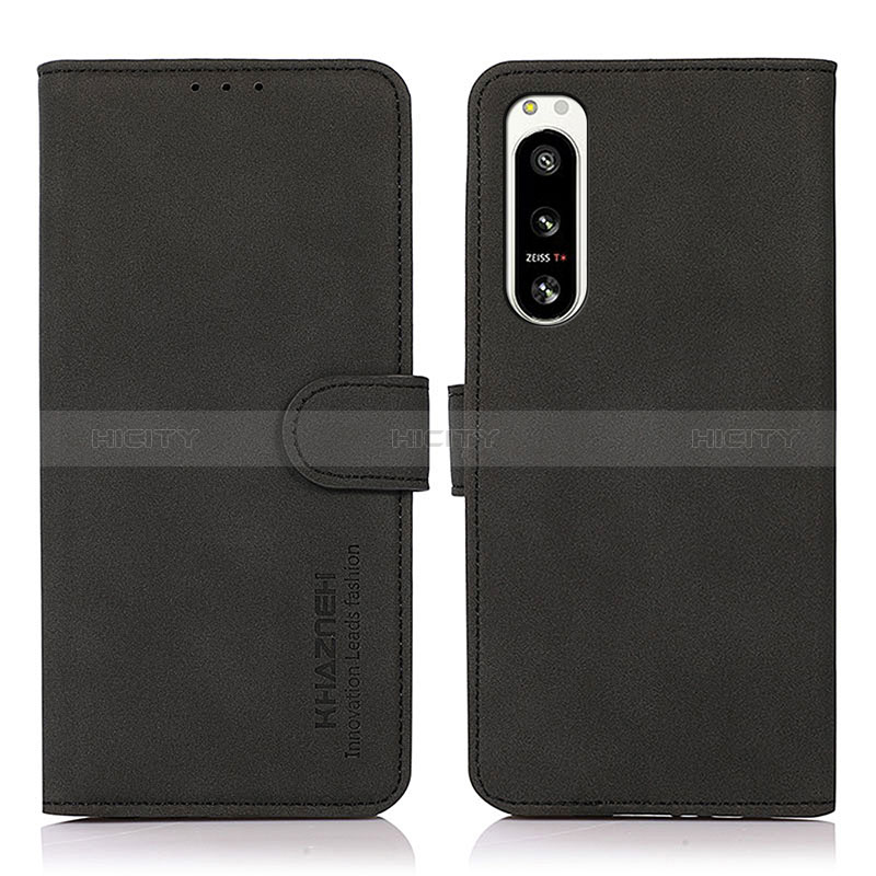 Custodia Portafoglio In Pelle Cover con Supporto D08Y per Sony Xperia 5 IV Nero