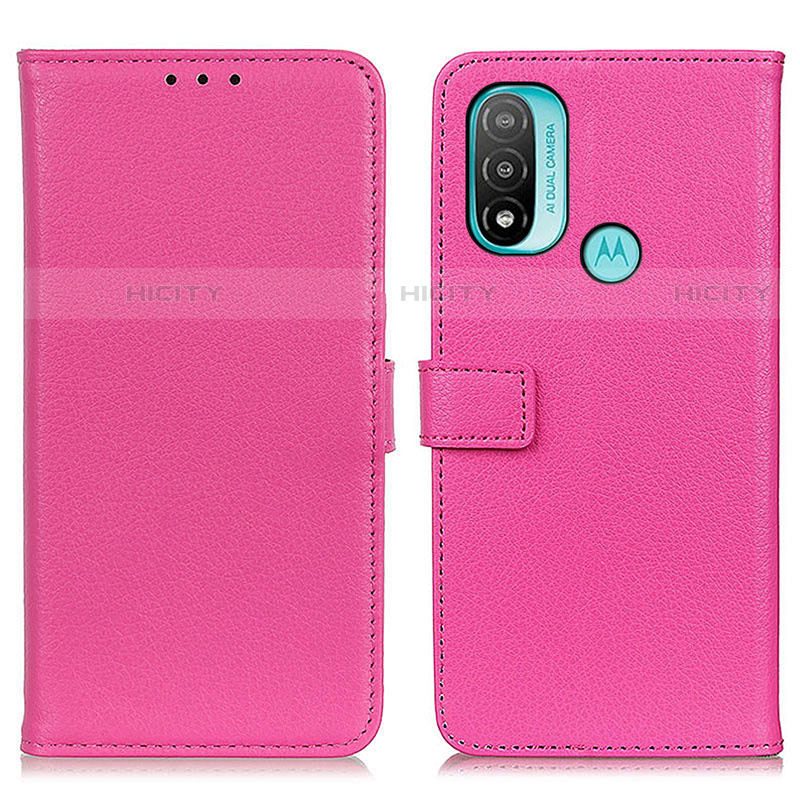 Custodia Portafoglio In Pelle Cover con Supporto D09Y per Motorola Moto E30 Rosa Caldo