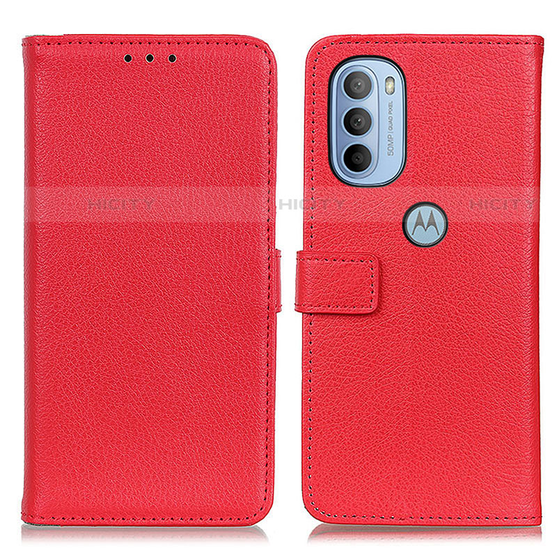 Custodia Portafoglio In Pelle Cover con Supporto D09Y per Motorola Moto G31 Rosso