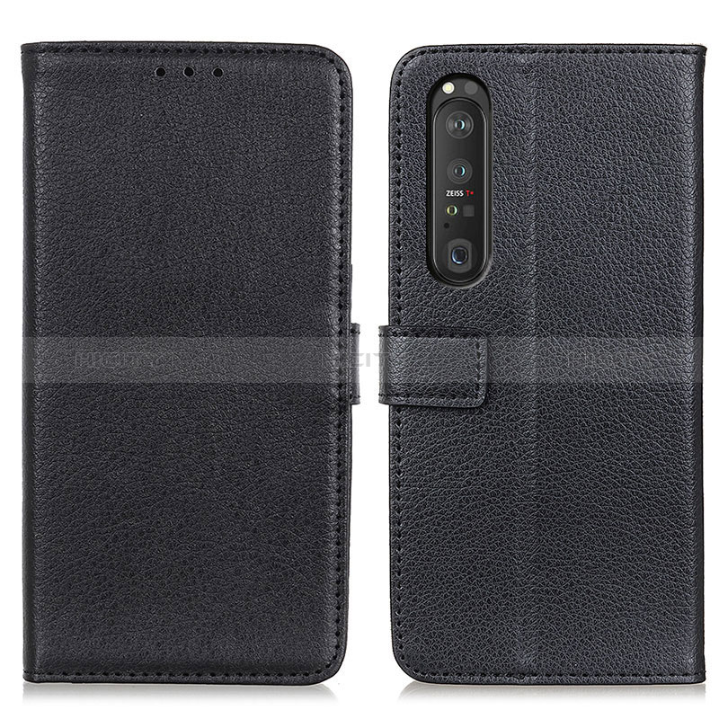 Custodia Portafoglio In Pelle Cover con Supporto D09Y per Sony Xperia 1 III Nero