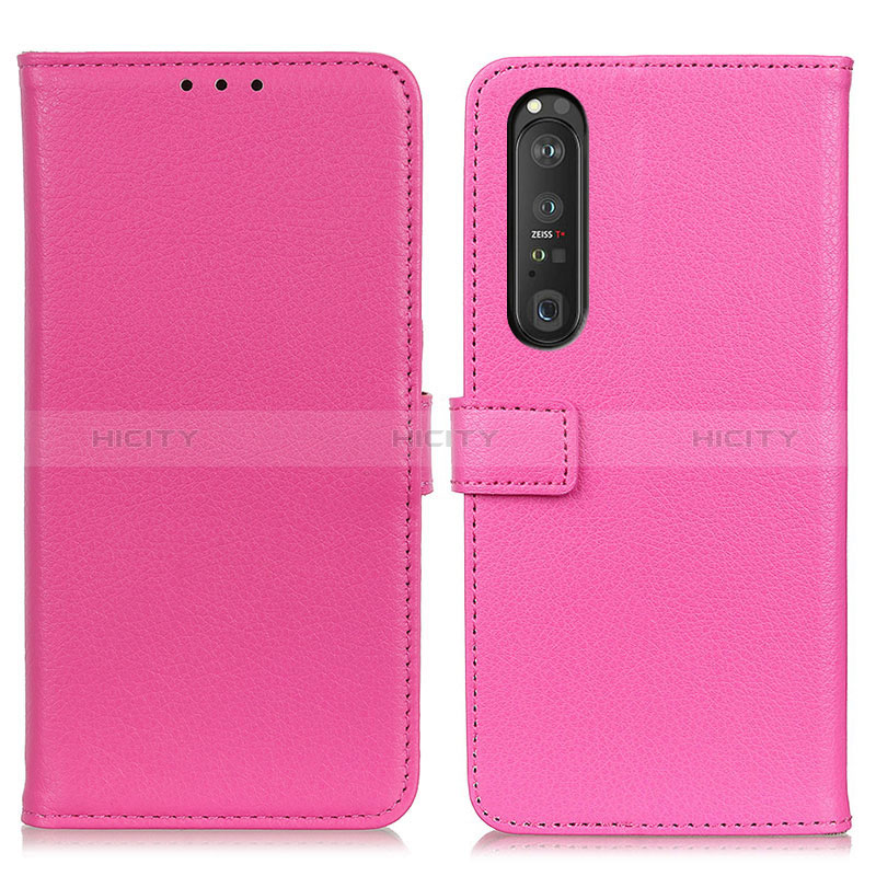 Custodia Portafoglio In Pelle Cover con Supporto D09Y per Sony Xperia 1 III Rosa Caldo