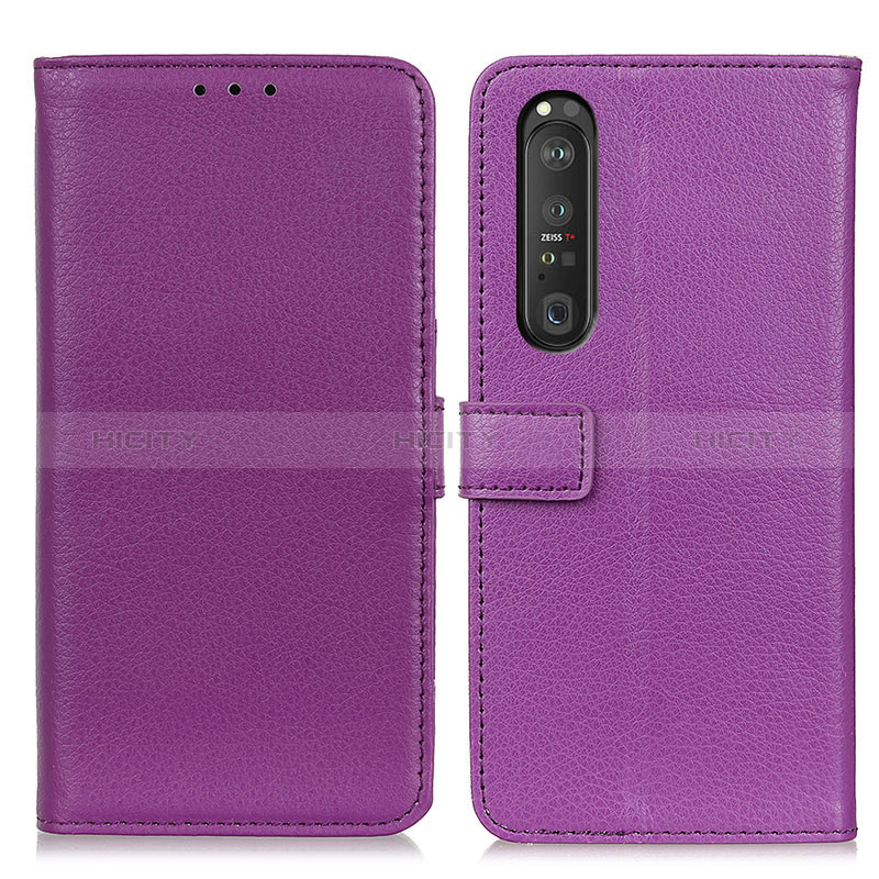 Custodia Portafoglio In Pelle Cover con Supporto D09Y per Sony Xperia 1 III Viola