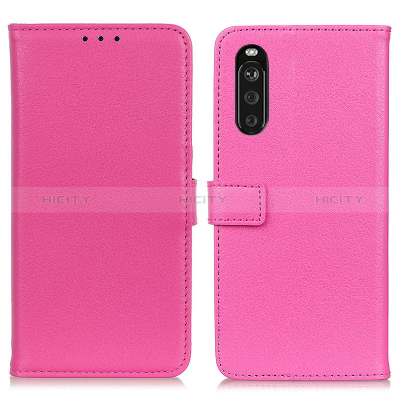 Custodia Portafoglio In Pelle Cover con Supporto D09Y per Sony Xperia 10 III Lite Rosa Caldo