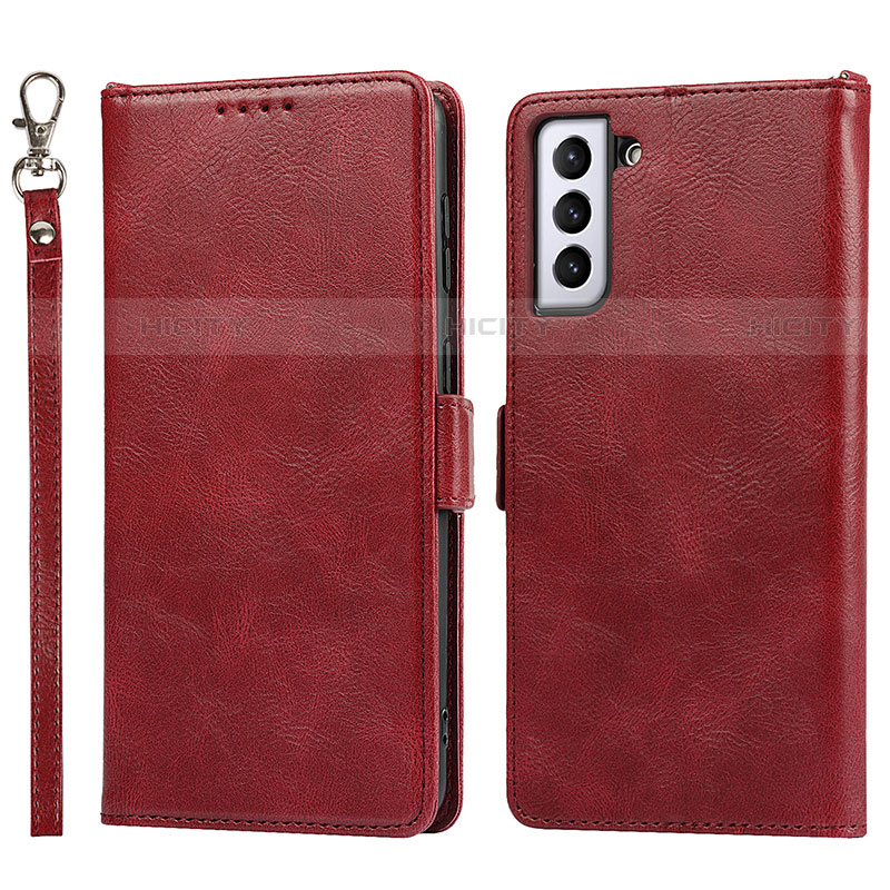 Custodia Portafoglio In Pelle Cover con Supporto D10T per Samsung Galaxy S22 5G Rosso