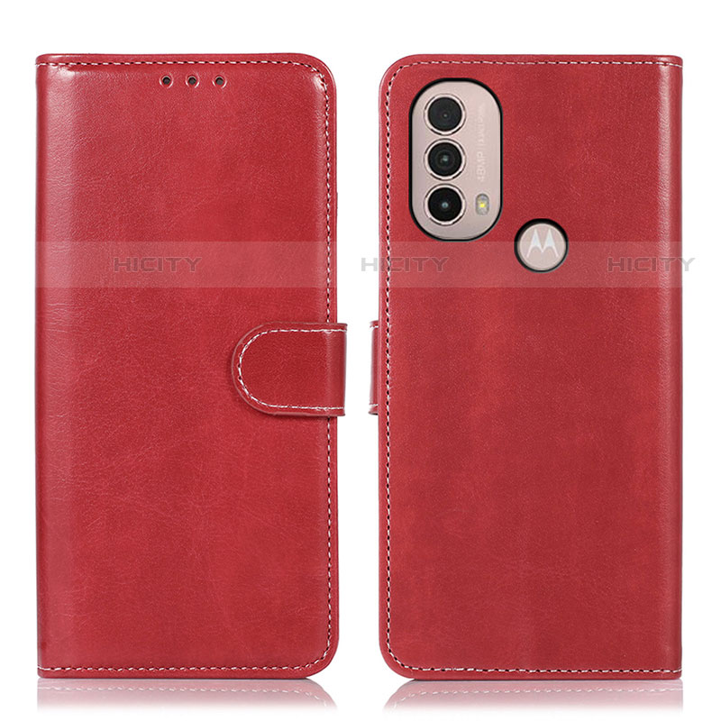 Custodia Portafoglio In Pelle Cover con Supporto D10Y per Motorola Moto E20 Rosso