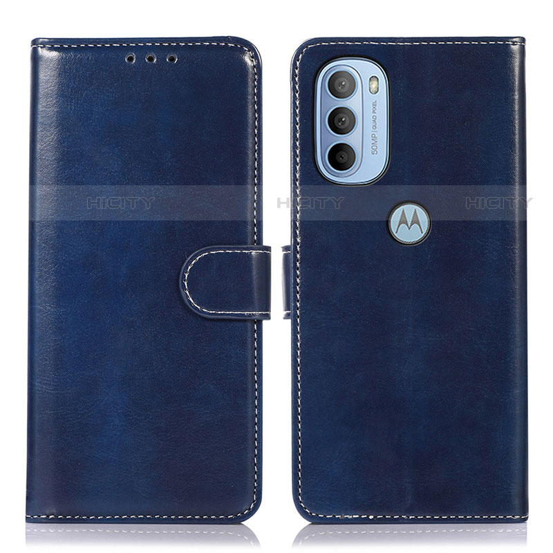 Custodia Portafoglio In Pelle Cover con Supporto D10Y per Motorola Moto G31 Blu