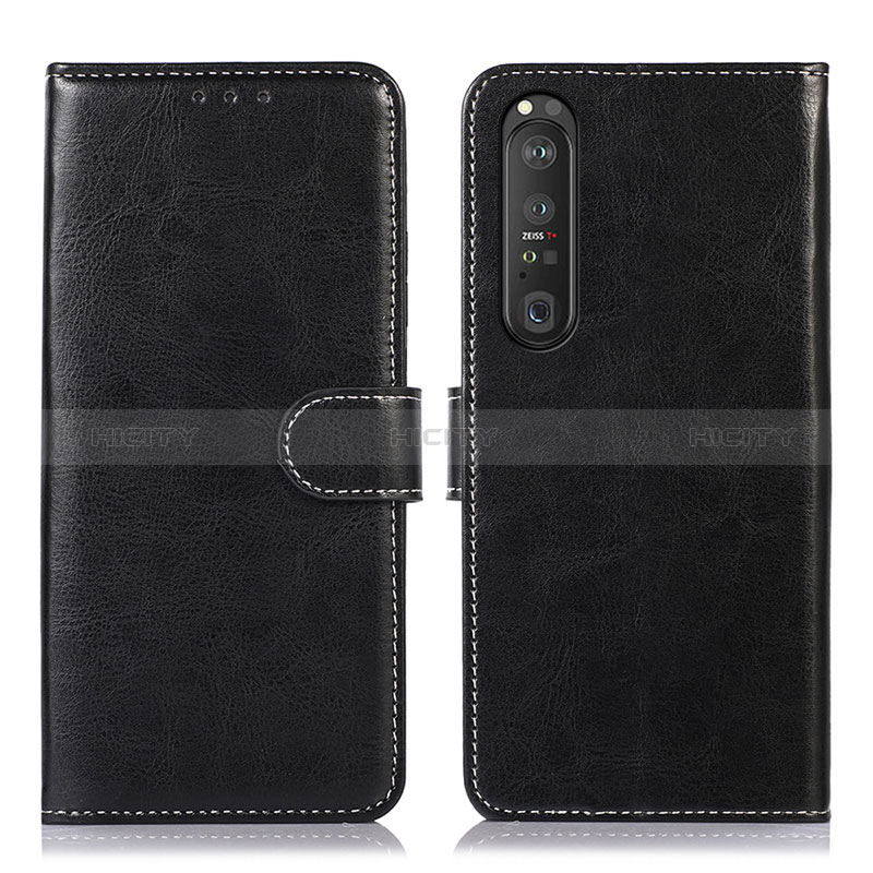 Custodia Portafoglio In Pelle Cover con Supporto D10Y per Sony Xperia 1 III Nero