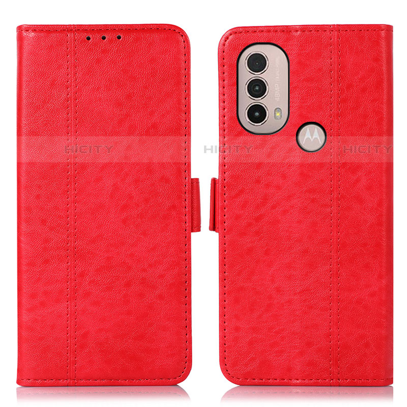 Custodia Portafoglio In Pelle Cover con Supporto D11Y per Motorola Moto E40 Rosso