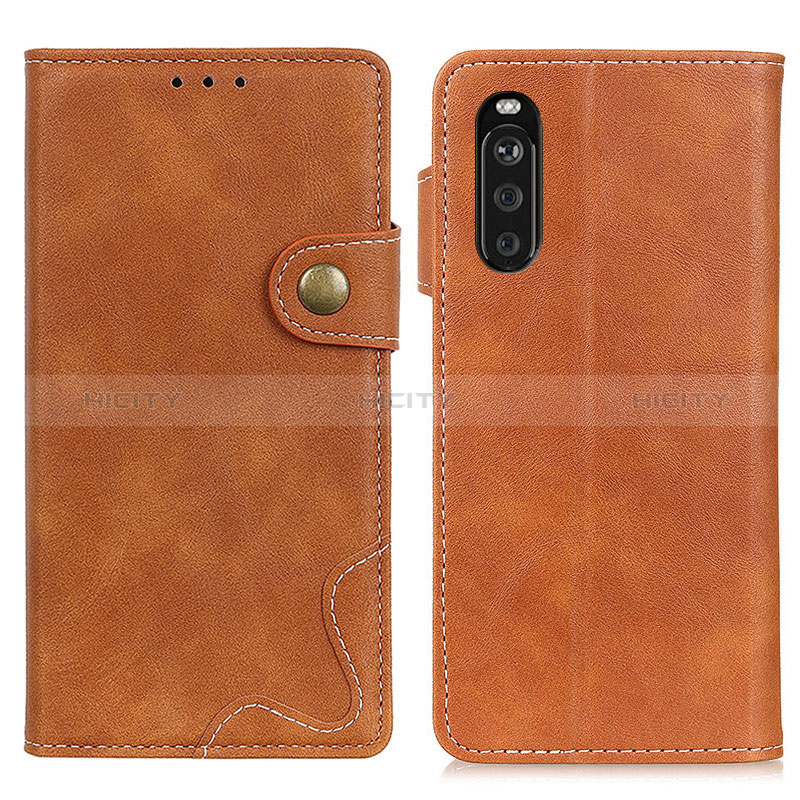 Custodia Portafoglio In Pelle Cover con Supporto D11Y per Sony Xperia 10 III Marrone