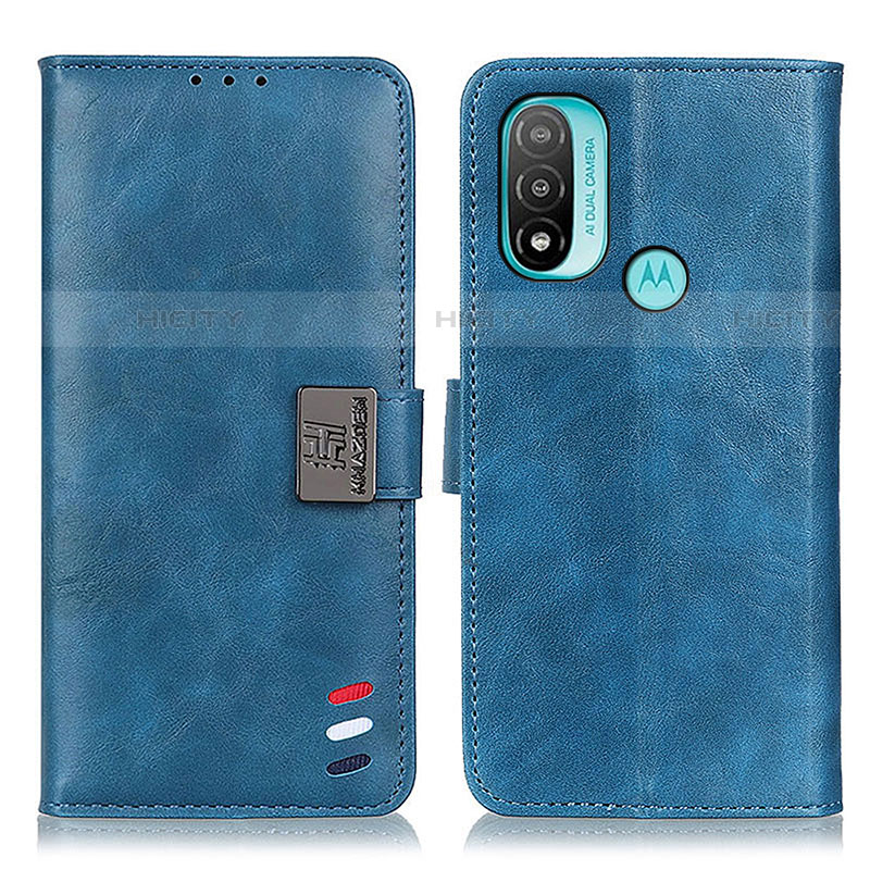 Custodia Portafoglio In Pelle Cover con Supporto DY01 per Motorola Moto E30 Blu