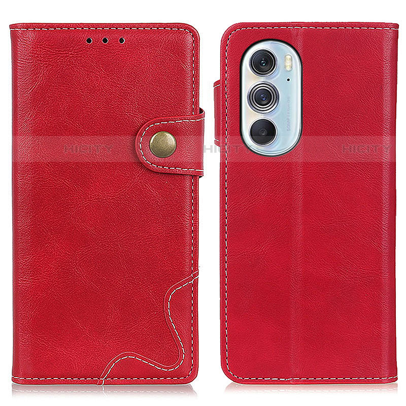 Custodia Portafoglio In Pelle Cover con Supporto DY01 per Motorola Moto Edge Plus (2022) 5G Rosso