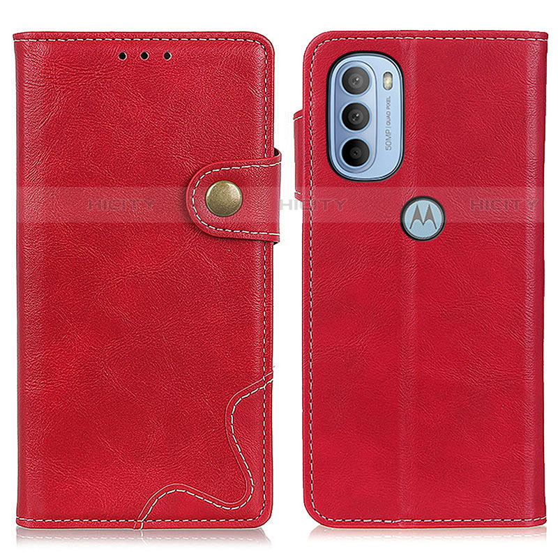 Custodia Portafoglio In Pelle Cover con Supporto DY01 per Motorola Moto G31 Rosso