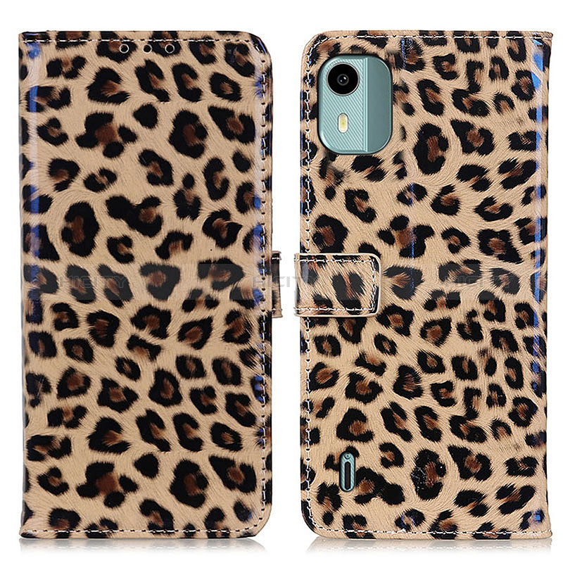 Custodia Portafoglio In Pelle Cover con Supporto DY01 per Nokia C12 Plus Marrone