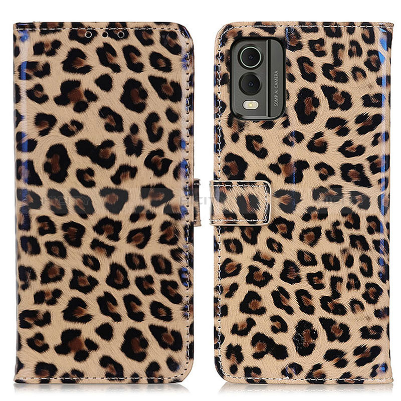 Custodia Portafoglio In Pelle Cover con Supporto DY01 per Nokia C32 Marrone