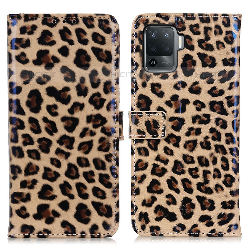 Custodia Portafoglio In Pelle Cover con Supporto DY01 per Oppo Reno5 F Marrone