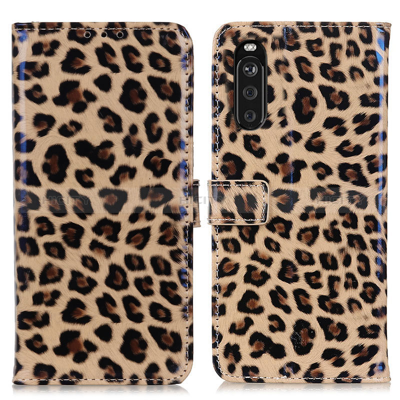 Custodia Portafoglio In Pelle Cover con Supporto DY01 per Sony Xperia 10 III Marrone