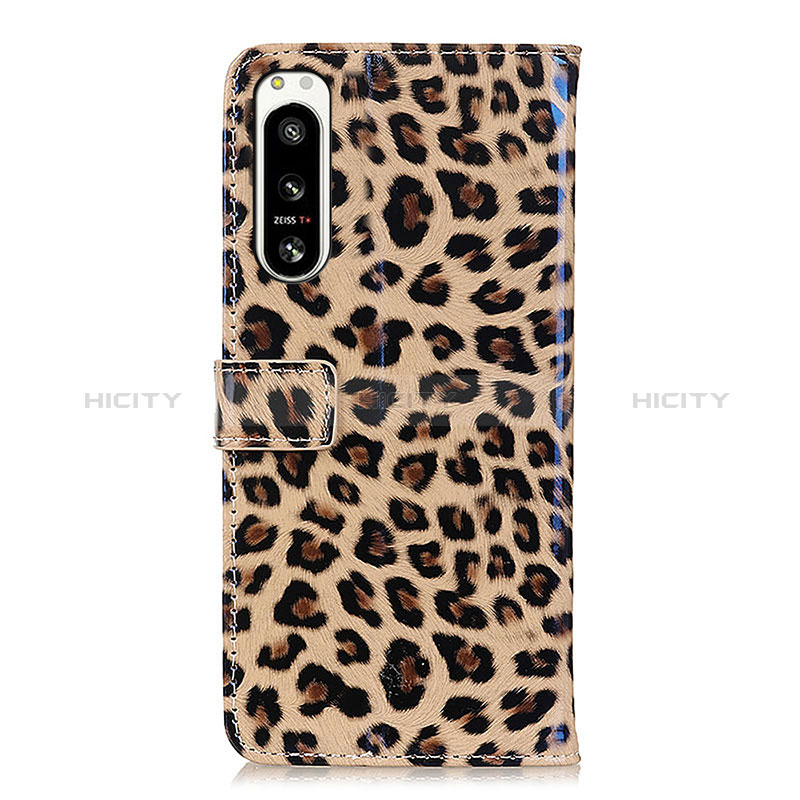 Custodia Portafoglio In Pelle Cover con Supporto DY01 per Sony Xperia 5 IV Marrone