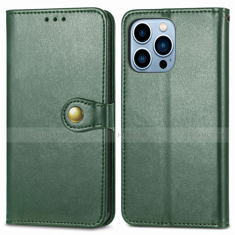 Custodia Portafoglio In Pelle Cover con Supporto F01 per Apple iPhone 13 Pro Verde