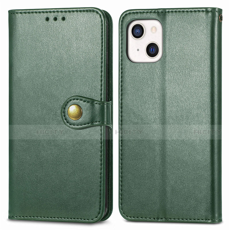 Custodia Portafoglio In Pelle Cover con Supporto F01 per Apple iPhone 13 Verde