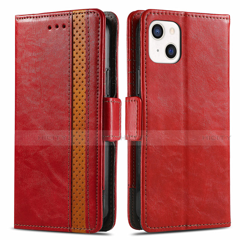 Custodia Portafoglio In Pelle Cover con Supporto F03 per Apple iPhone 14 Rosso