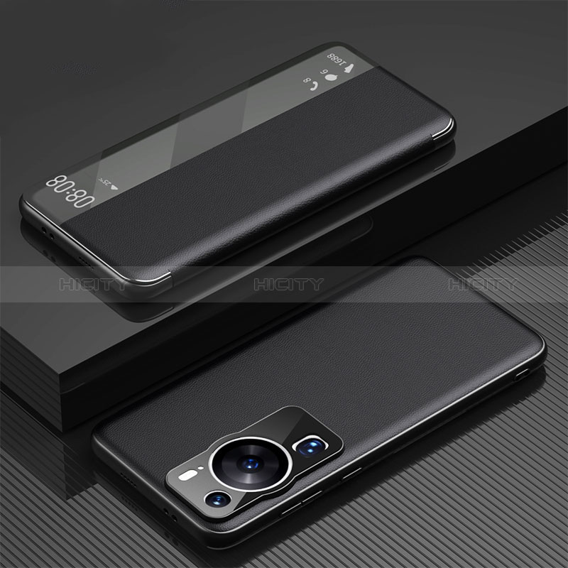 Custodia Portafoglio In Pelle Cover con Supporto GS1 per Huawei P60 Nero